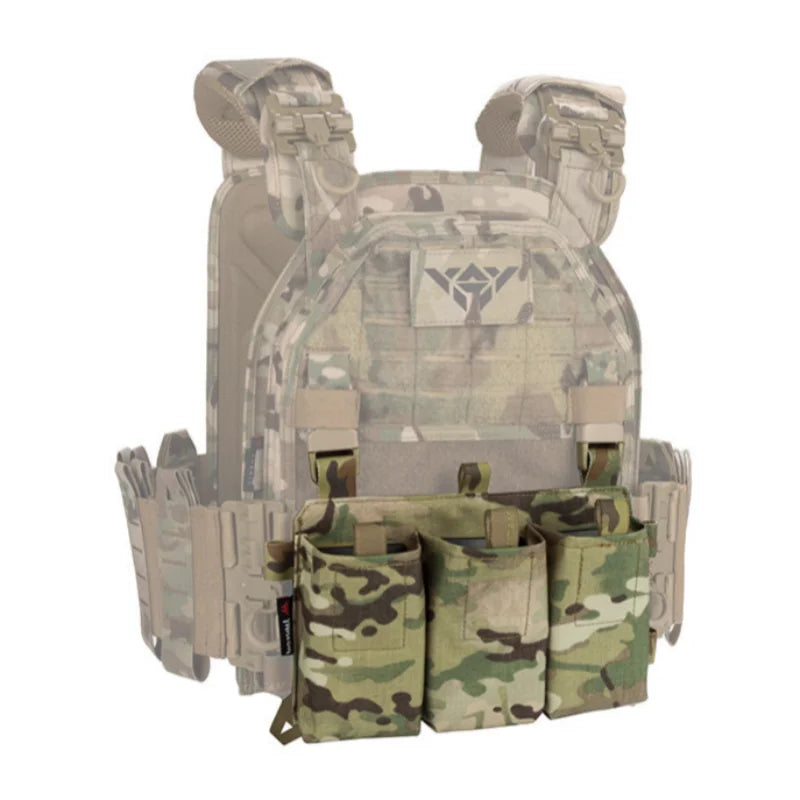 YAKEDA 500D Nylon N66 MOLLE Tactical Holster Triple Magazine Pouch  with Quick Release Mag Pouch Insert