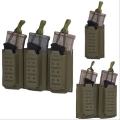 500D Tactical LSR 9mm 556 Mag Molle Triple Magazine Pouch Holder Open Top Triple Rifle Pistol Mag Carrier Waist Bag Holster