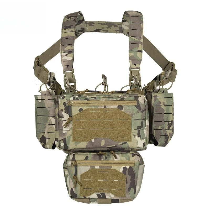 YAKEDA Tactical Chest Mini Rig Vest with Magazine Pouch Adjustable Detachable Laser-cutting Molle Modular Chest Vest