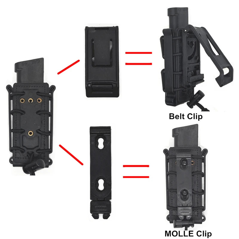 9mm Magazine Pouches Pistol Mag Pouch Softshell Adjustable Universal Mag Holster with Belt MOLLE Clip for .40 S&W .45 ACP