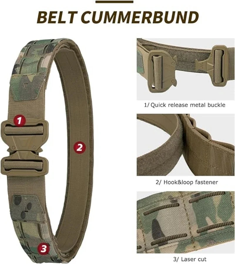 YAKEDA Battle Molle Riggers Belt Duty Belt Heavy Duty Anti-Slip Pad & Inner Belt Comb 3-In-1 System