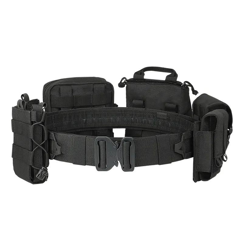 YAKEDA Molle Battle Belt Molle Combat Belt Tactical Combat Airsoft Heavy Duty Belt with Pouches 8-in-1