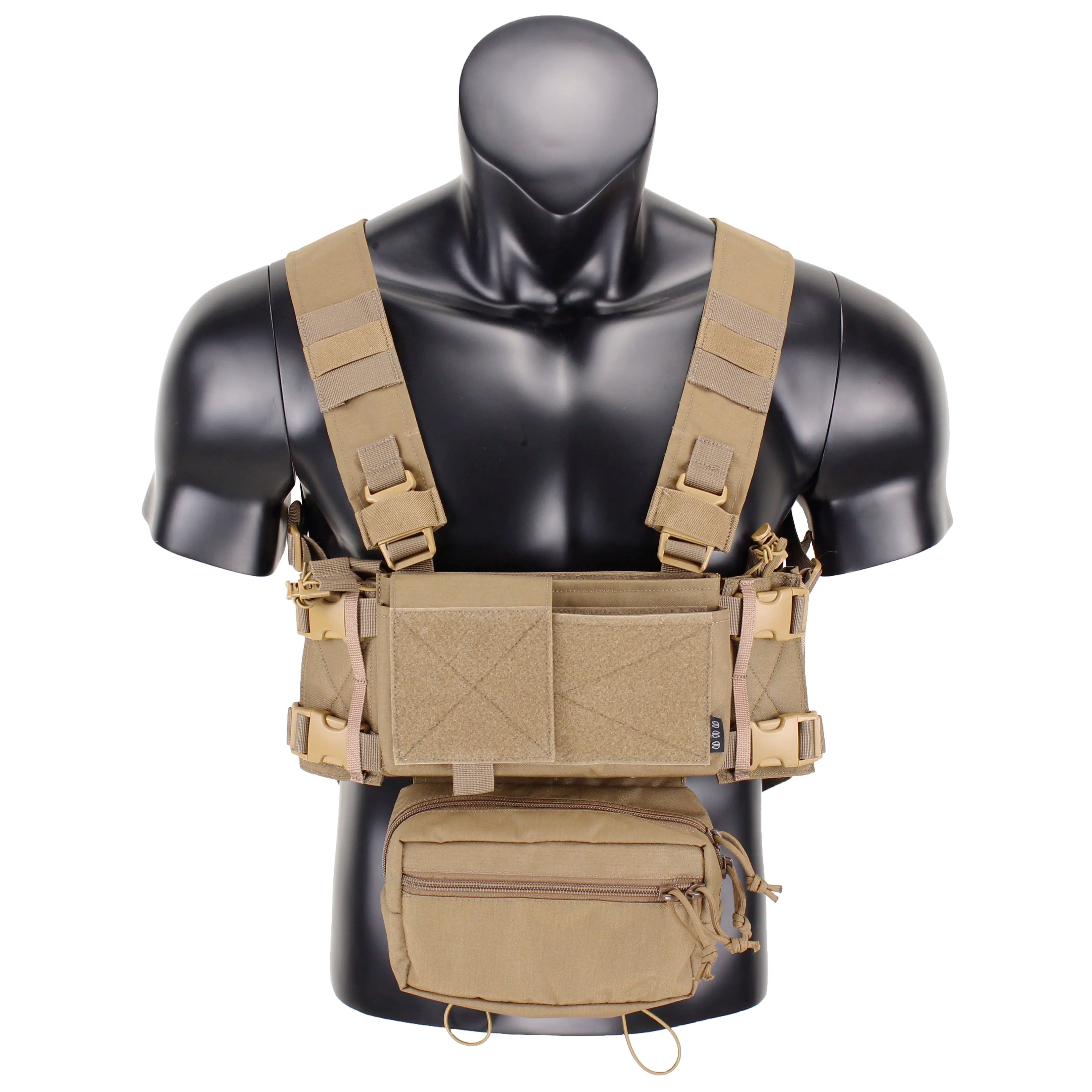 ATFG CAMO Micro Chest Rig with 5.56/7.62 Magazine Holder,Wing Pouches,Dangler Pouch,Fat Strap Shoulder Harness Set