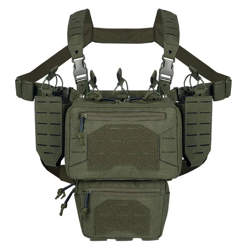 YAKEDA Tactical Chest Mini Rig Vest with Magazine Pouch Adjustable Detachable Laser-cutting Molle Modular Chest Vest
