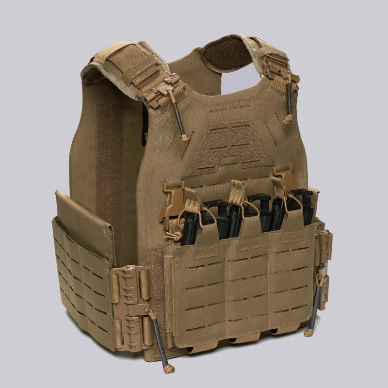 Light Laser Cut Tactical Plate Carrier Hunting Vest MOLLE Quick Release Fast Adjust Cummerbund CS Airsoft Agilite Combat Gear