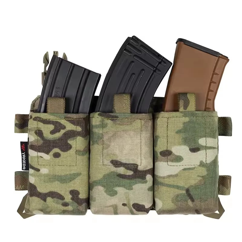 YAKEDA 500D Nylon N66 MOLLE Tactical Holster Triple Magazine Pouch  with Quick Release Mag Pouch Insert