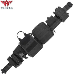 YAKEDA Molle Battle Belt Molle Combat Belt Tactical Combat Airsoft Heavy Duty Belt with Pouches 8-in-1