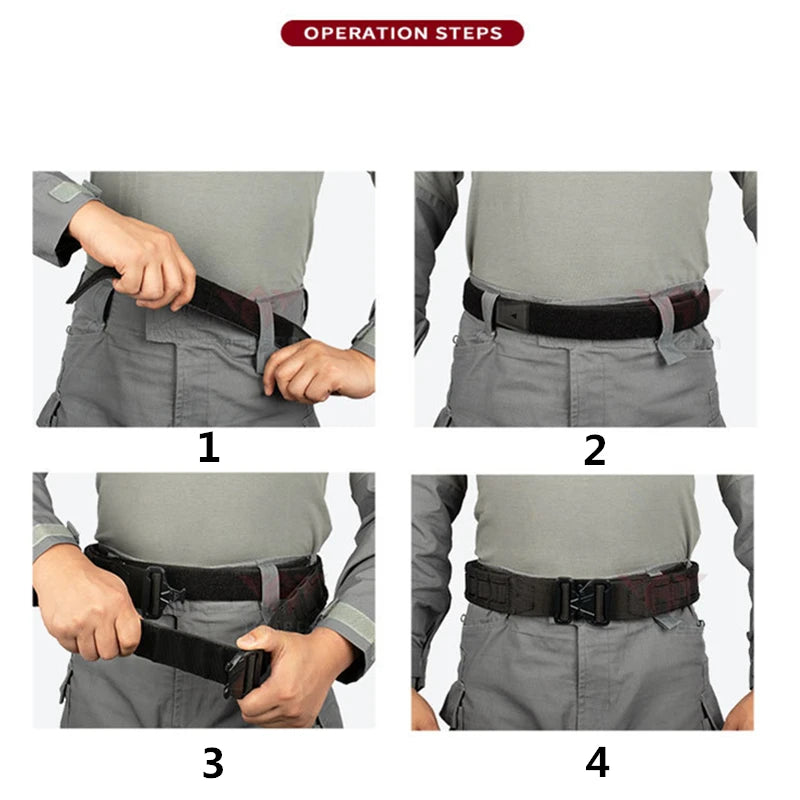 YAKEDA Tactical Belt 3 IN 1 Laser Cut Quick Release Buckle MOLLE Combat Shooting Belt with Inner Belt & Back Support Pad