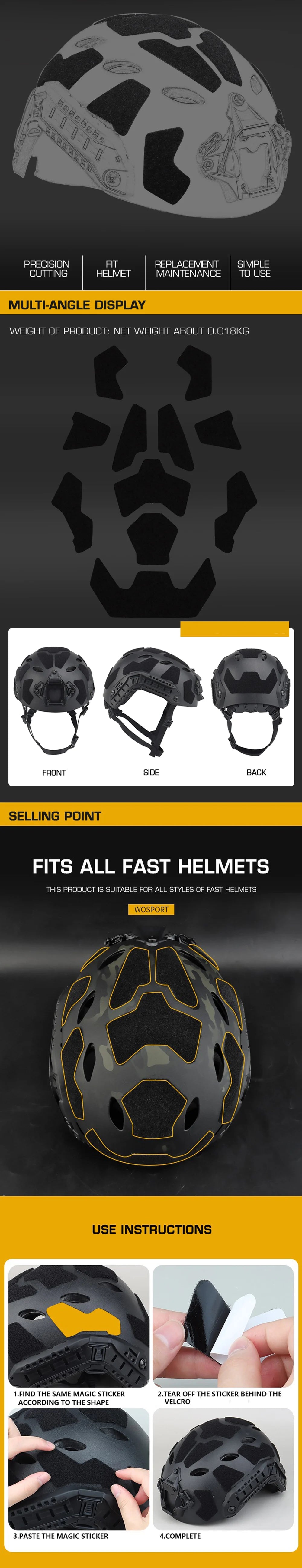 FAST Helmet Magic Sticker Hunting CS Helmet Patches Hook and Loop Sticky for FAST Helmet 11pcs Set Helmets Accessories