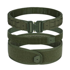 Tactical Belt 3 IN 1 Laser Cut Quick Release Buckle MOLLE Combat Shooting Belt with Inner Belt & Back Support Pad