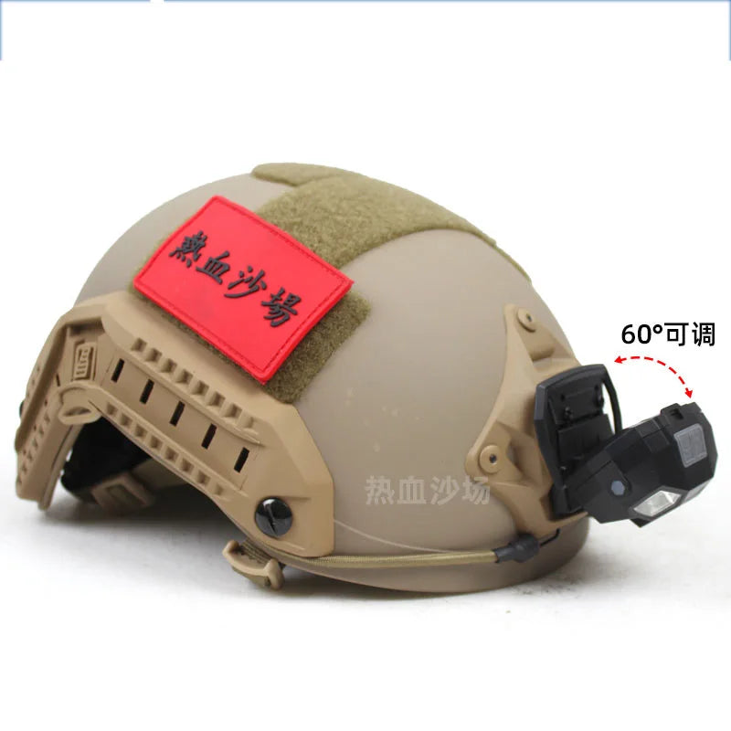 Adjustable Waterproof Multi-position Light Tactical FAST Helmet Headlamp XPE+COB Strong Light