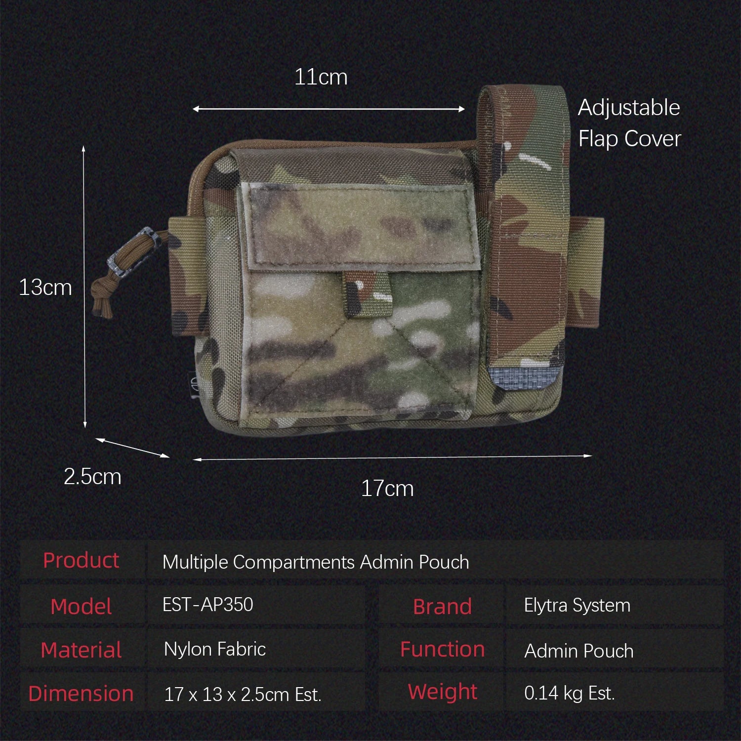 Tactical Super Admin Pouch MOLLE Compatible Tactical Pouch Admin Gear Storage, Heavy Duty Outdoor Pouch for Tactical Vest