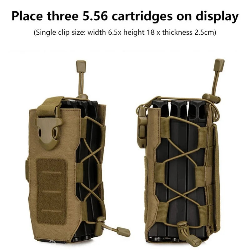 Laser Cut Design Molle Radio Pouch Holder & Molle Adjustable Water Bottle Holder 40 oz Bottle Pouch for Backpack Rope Contractio
