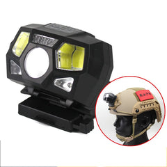 Adjustable Waterproof Multi-position Light Tactical FAST Helmet Headlamp XPE+COB Strong Light