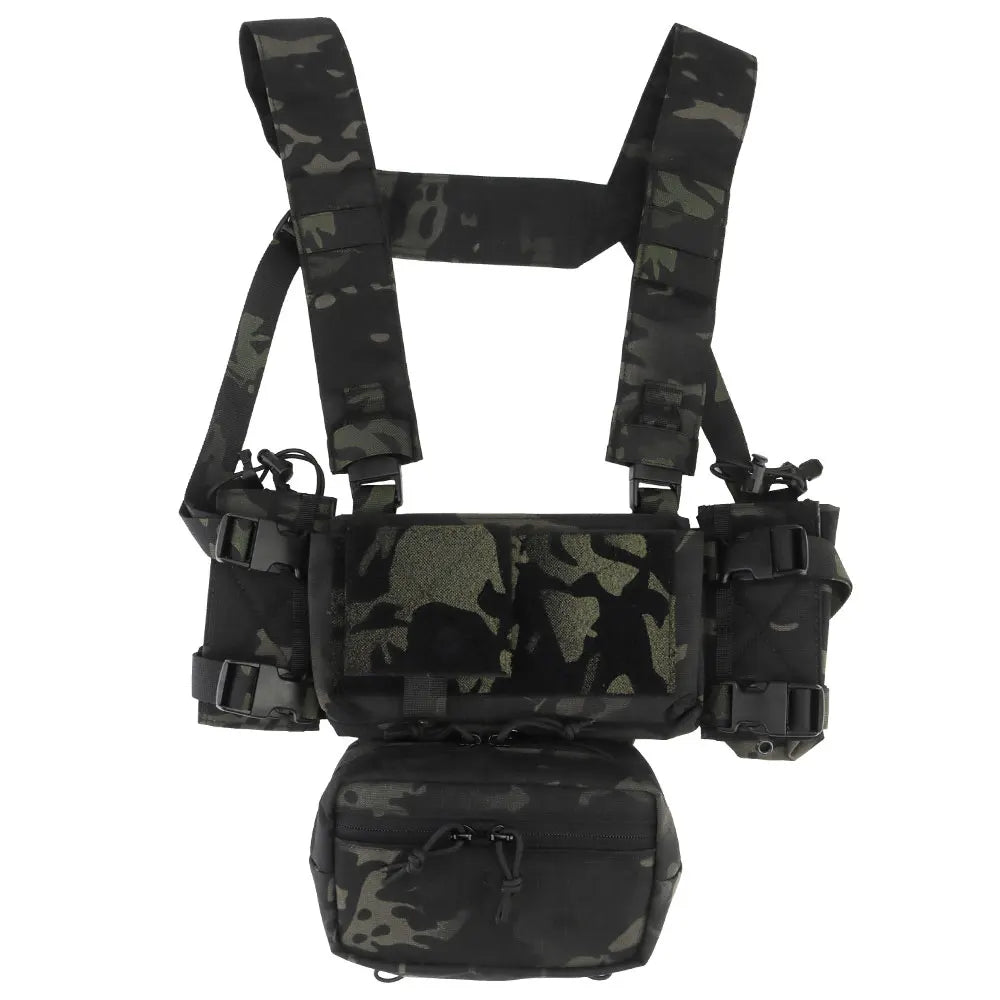Tactical Chest Rig with 5.56/7.62 Magazine Pouch Holder, Pistol/Wing Pouch, Molle Dangler Pouch