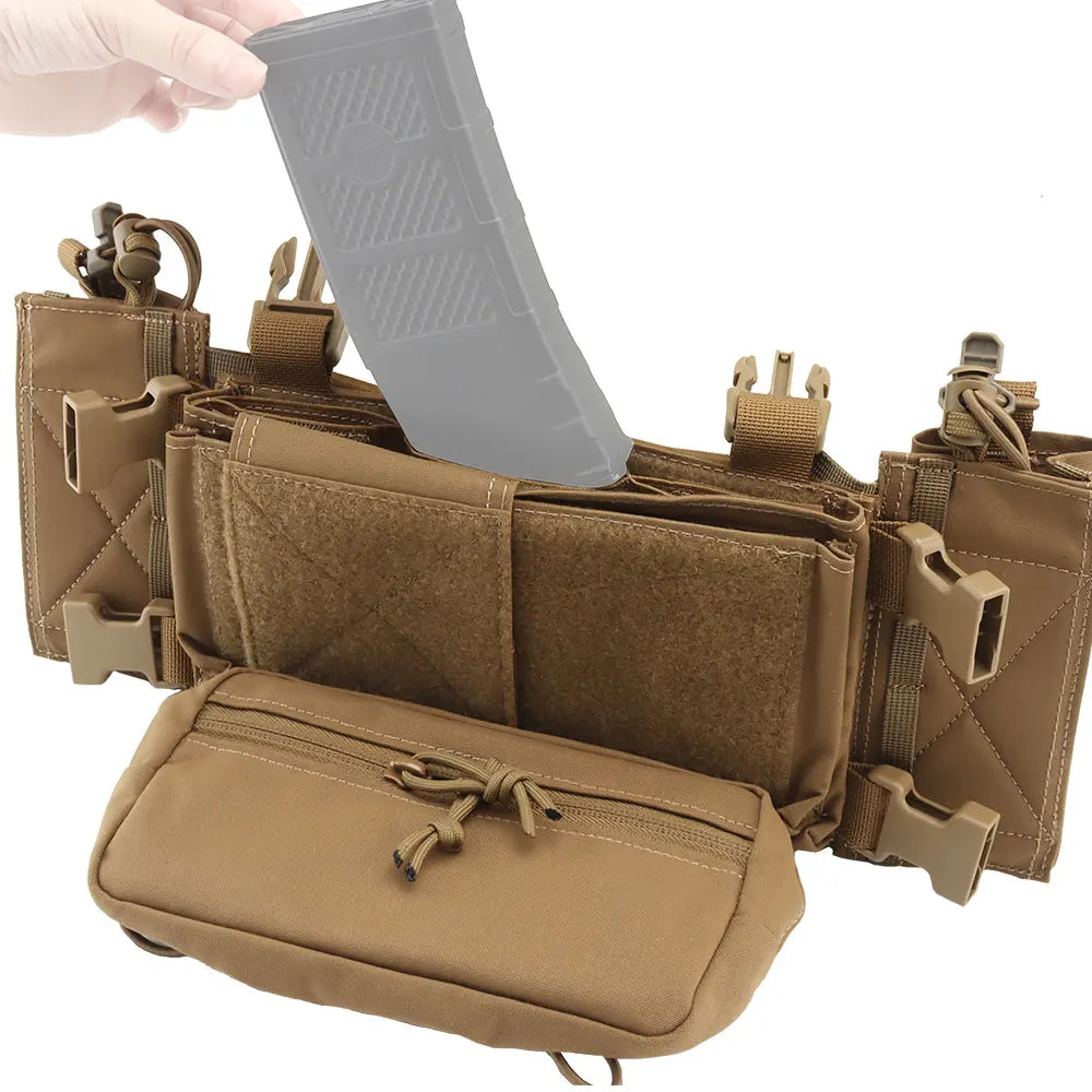 Tactical Chest Rig with 5.56/7.62 Magazine Pouch Holder, Pistol/Wing Pouch, Molle Dangler Pouch