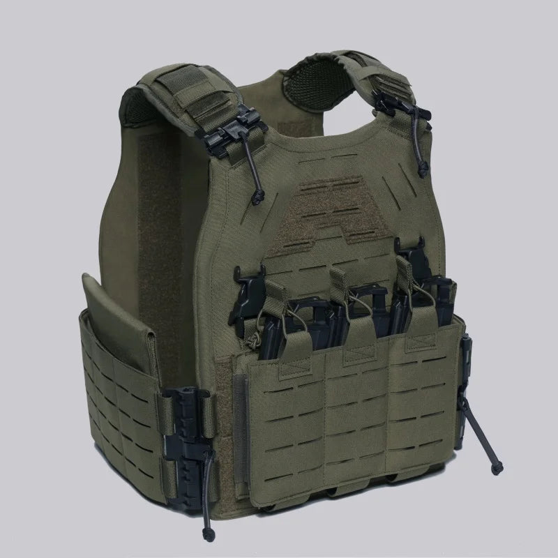 Light Laser Cut Tactical Plate Carrier Hunting Vest MOLLE Quick Release Fast Adjust Cummerbund CS Airsoft Agilite Combat Gear
