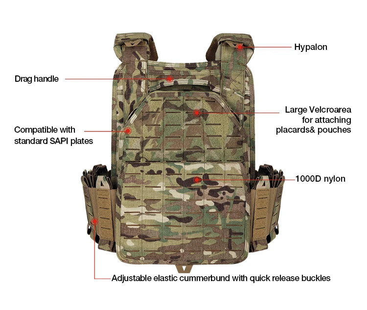 YAKEDA Light Weight Quick Release Combat Plate Carrier 1000D Nylon Molle Chaleco Tactico Tactical Vest Black