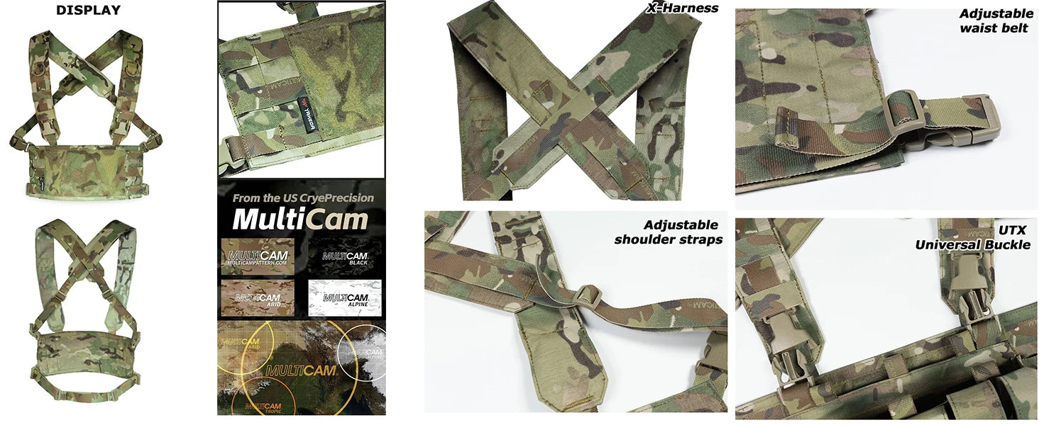 YAKEDA Tactical Chest Mini Rig with UTX Buckles,Molle Modular Micro Chest Mini Rigs