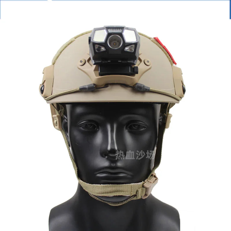 Adjustable Waterproof Multi-position Light Tactical FAST Helmet Headlamp XPE+COB Strong Light