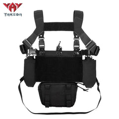 YAKEDA Tactical Chest Mini Rig Vest with Magazine Pouch Adjustable Detachable Laser-cutting Molle Modular Chest Vest
