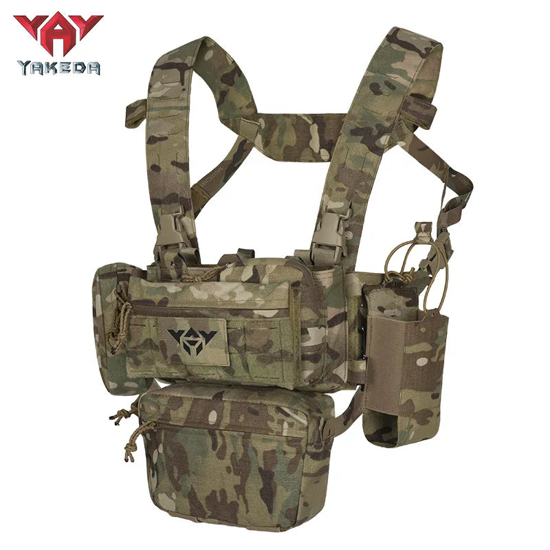 YAKEDA Tactical Chest Rig with 5.56/7.62 Magazine Pouch Holder, Pistol Pouch, Wing Pouch, Molle Dangler Pouch
