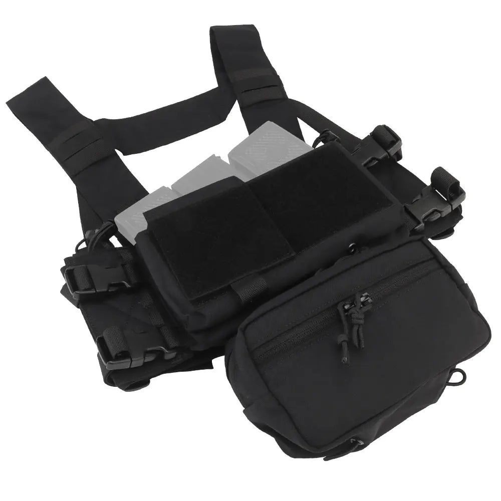 Tactical Chest Rig with 5.56/7.62 Magazine Pouch Holder, Pistol/Wing Pouch, Molle Dangler Pouch