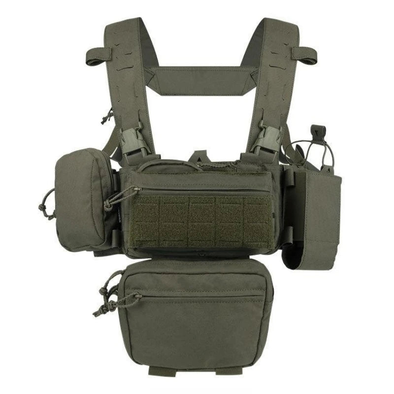 YAKEDA Tactical Chest Rig with 5.56/7.62 Magazine Pouch Holder, Pistol Pouch, Wing Pouch, Molle Dangler Pouch