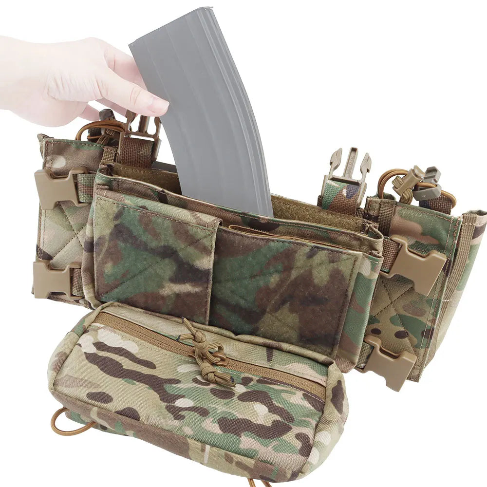 Tactical Chest Rig with 5.56/7.62 Magazine Pouch Holder, Pistol/Wing Pouch, Molle Dangler Pouch