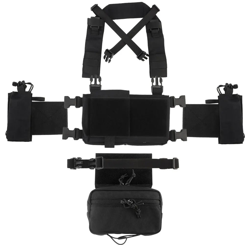 Tactical Chest Rig with 5.56/7.62 Magazine Pouch Holder, Pistol/Wing Pouch, Molle Dangler Pouch