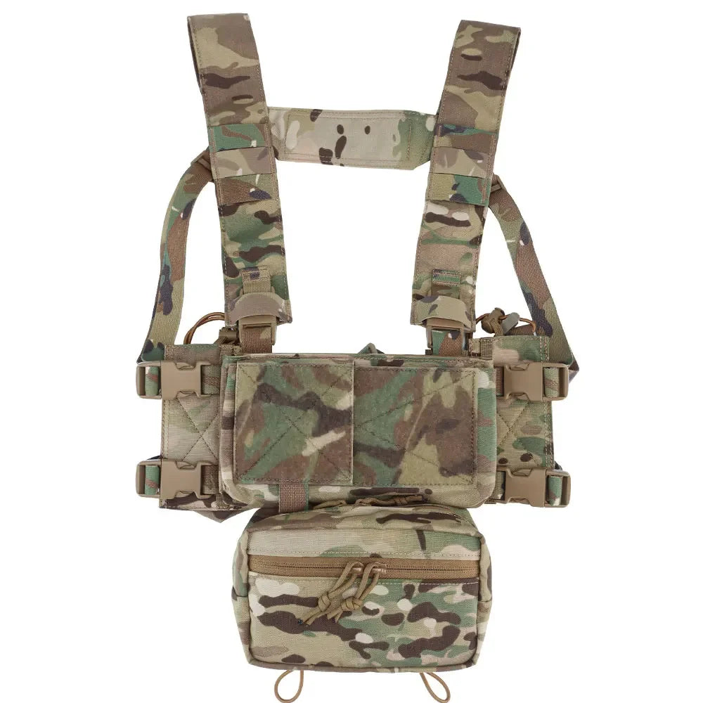 Tactical Chest Rig with 5.56/7.62 Magazine Pouch Holder, Pistol/Wing Pouch, Molle Dangler Pouch
