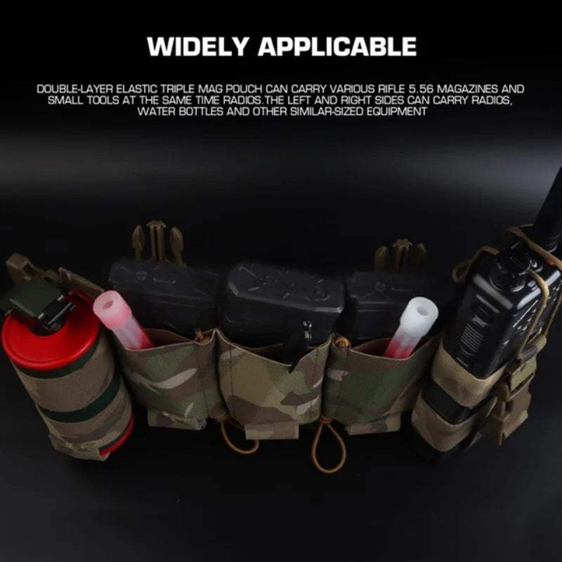 Tactical Chest Rig Lightweight WG Minimalistic Low Visibility Security Multi-mission Militar with Double-layer Triple Mag Pouch