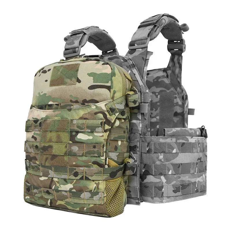 Nylon Tactical Molle Hydration Pack,Molle Hydration Carrier with Helmet Bag Pouch,Hydropack for 3L Water Bladder
