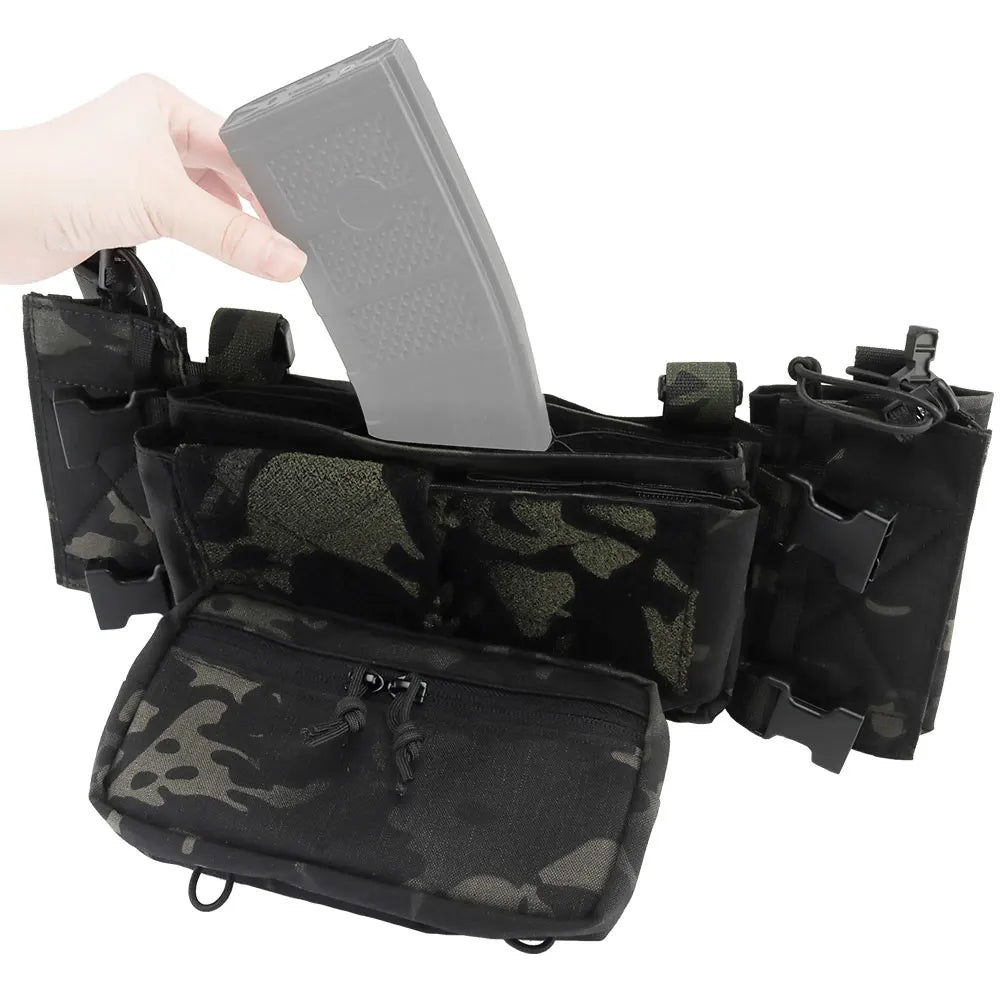 Tactical Chest Rig with 5.56/7.62 Magazine Pouch Holder, Pistol/Wing Pouch, Molle Dangler Pouch