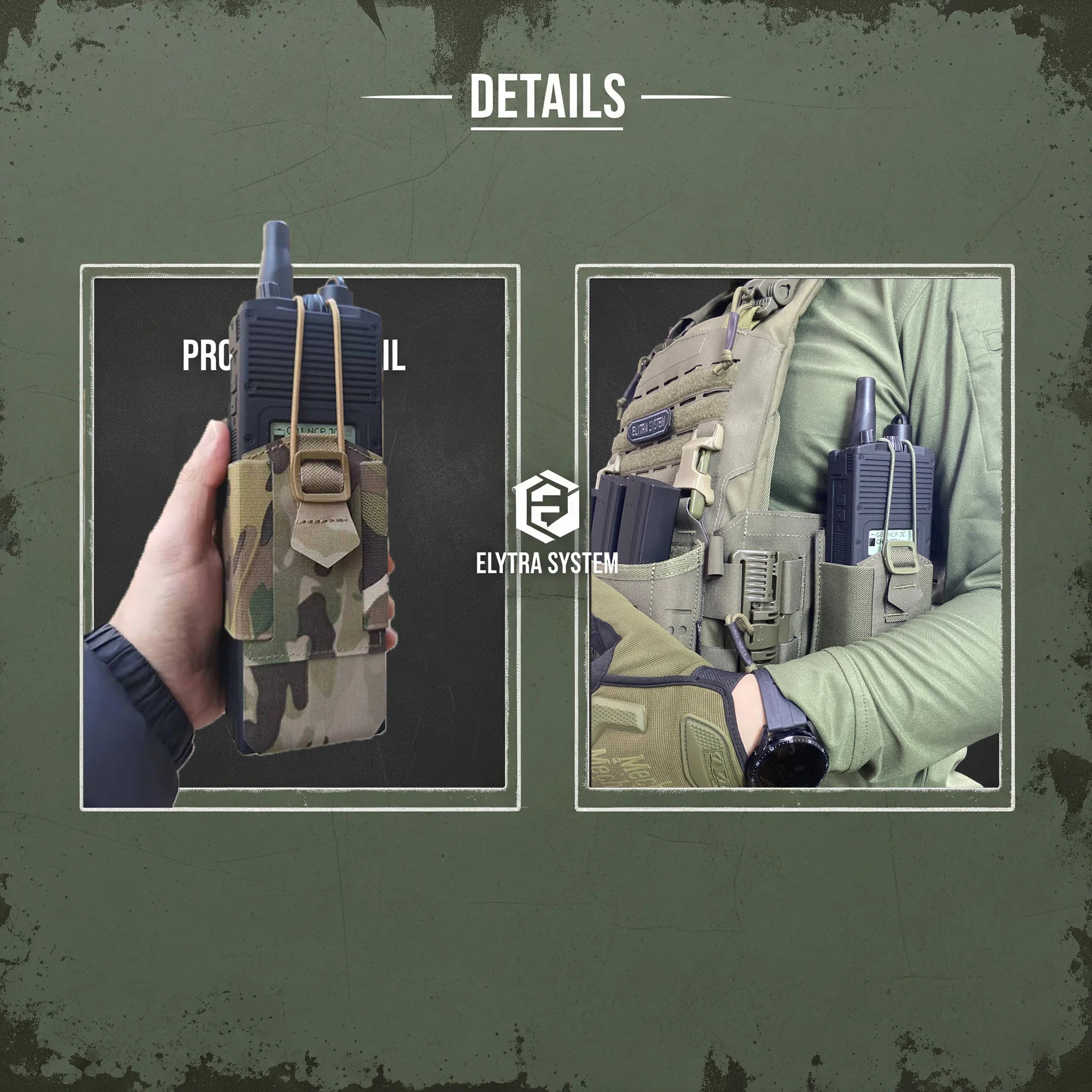 Tactical Adjustable Height Molle Compatible Storage Pouch for Large-Sized Radio Devices Molle Tool Pouch