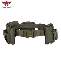 Yakeda Tactical Battle Belt 7 in 1 Airsoft Utility, 1000D Nylon Tactical Duty Belt with Mag Pouch Bag