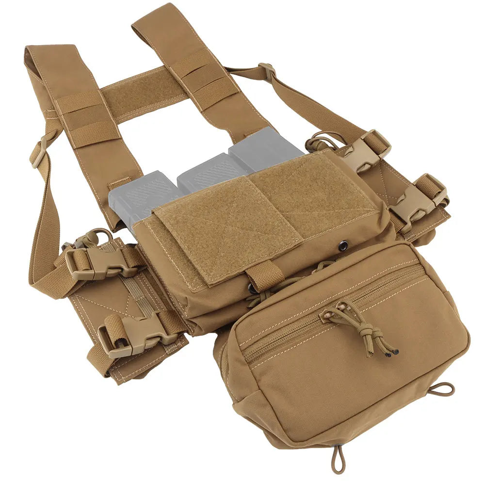 Tactical Chest Rig with 5.56/7.62 Magazine Pouch Holder, Pistol/Wing Pouch, Molle Dangler Pouch