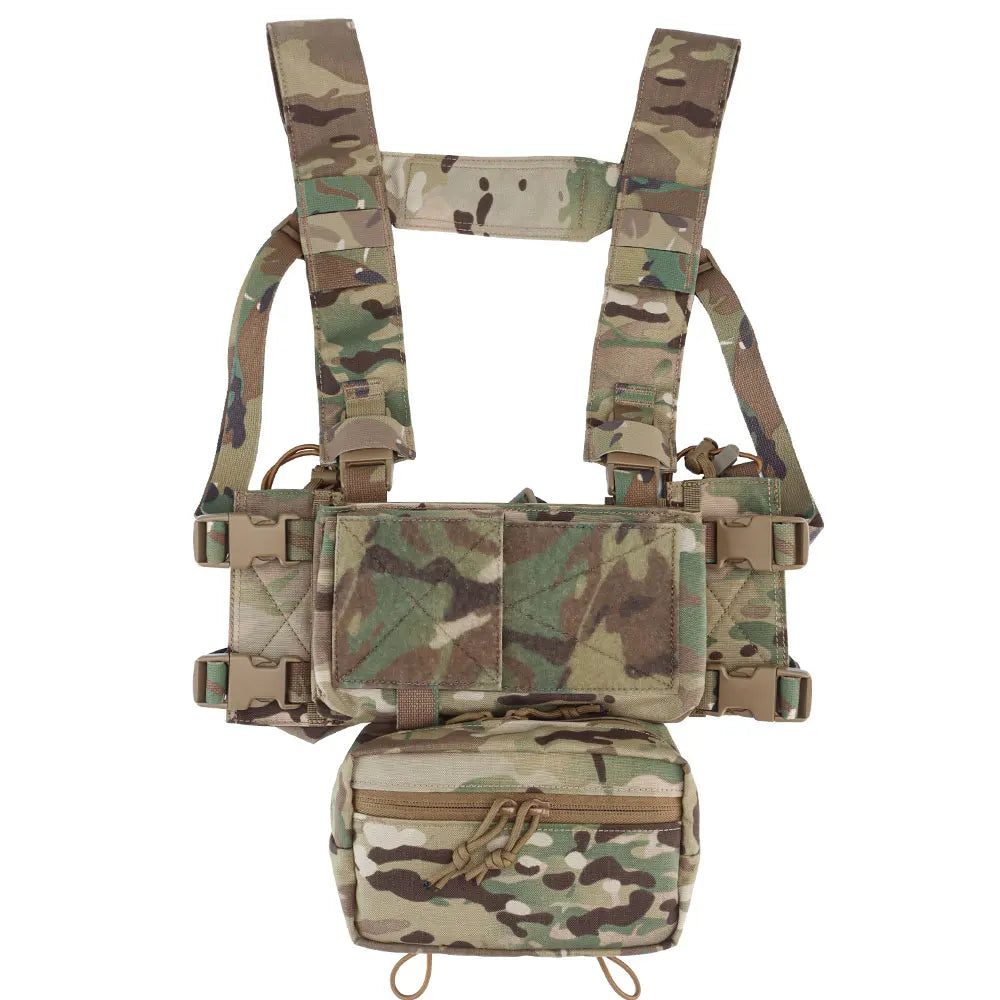 Tactical Chest Rig with 5.56/7.62 Magazine Pouch Holder, Pistol/Wing Pouch, Molle Dangler Pouch
