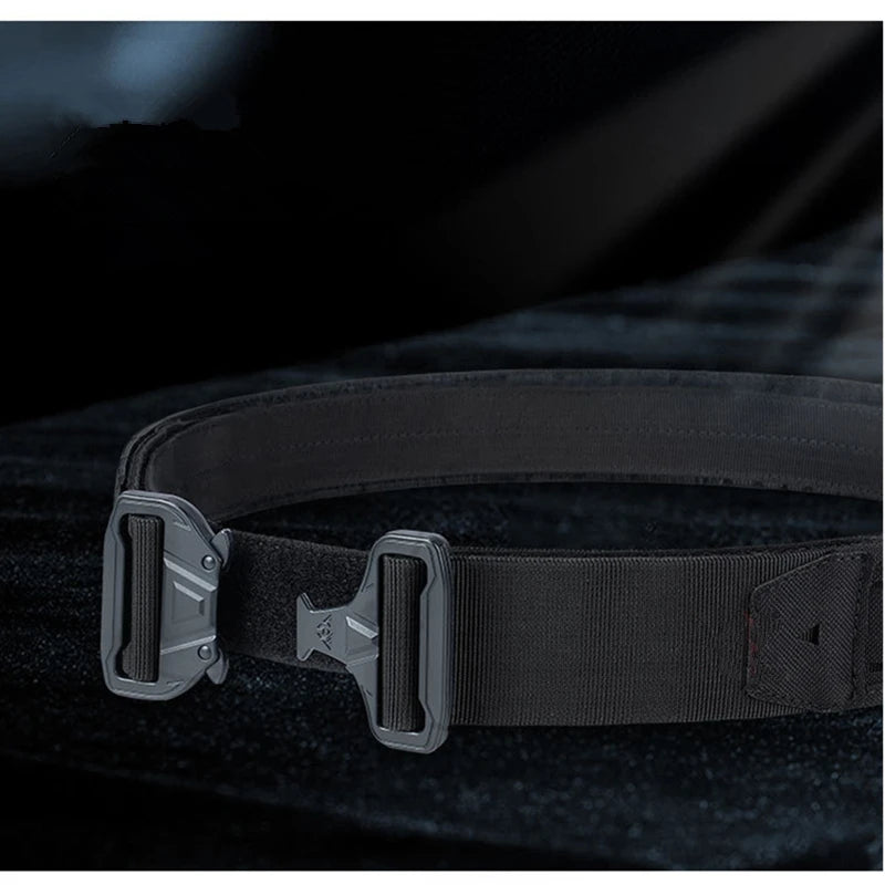 YAKEDA Tactical Belt 3 IN 1 Laser Cut Quick Release Buckle MOLLE Combat Shooting Belt with Inner Belt & Back Support Pad