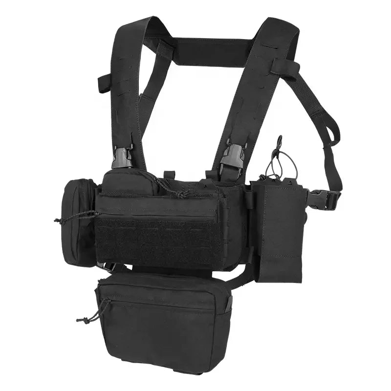 YAKEDA Tactical Chest Rig with 5.56/7.62 Magazine Pouch Holder, Pistol Pouch, Wing Pouch, Molle Dangler Pouch