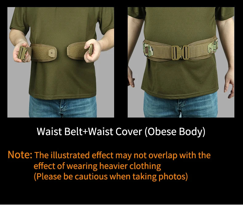 Tactical Belt 3 IN 1 Laser Cut Quick Release Buckle MOLLE Combat Shooting Belt with Inner Belt & Back Support Pad