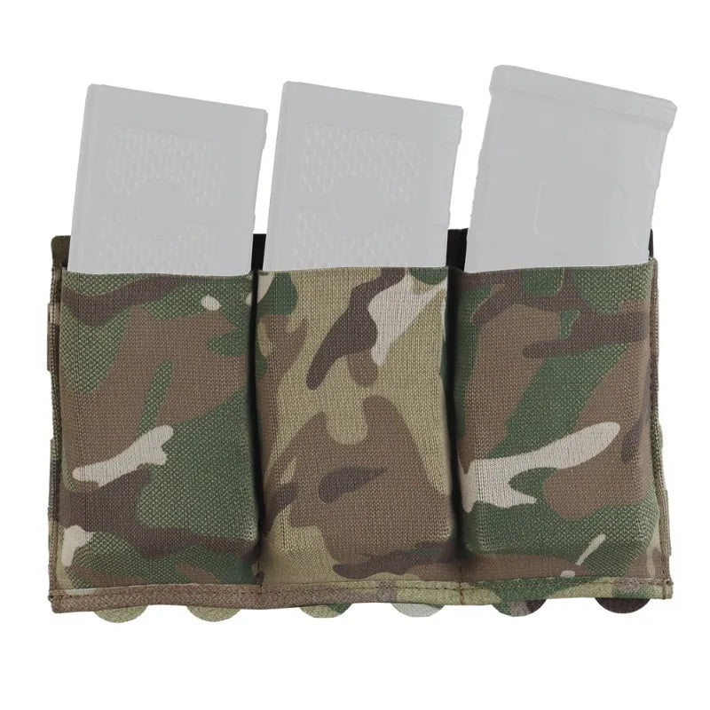 Tactical 5.56/7.62mm Lightweight Elastic Triple Mag Pouch Hunting CS Wargame Molle System Accessories Waist Bag Holster