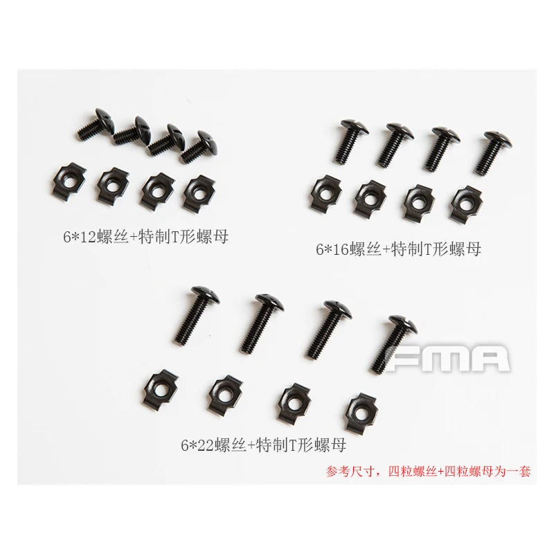 FMA Helmet Rail Screws Set Helmet Strap Fixed Screws Bolts And Nuts Hunting Outdoor Helmet Accessories