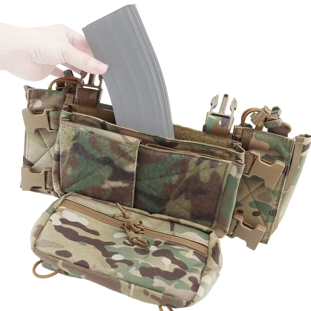 Tactical Chest Rig with 5.56/7.62 Magazine Pouch Holder, Pistol/Wing Pouch, Molle Dangler Pouch