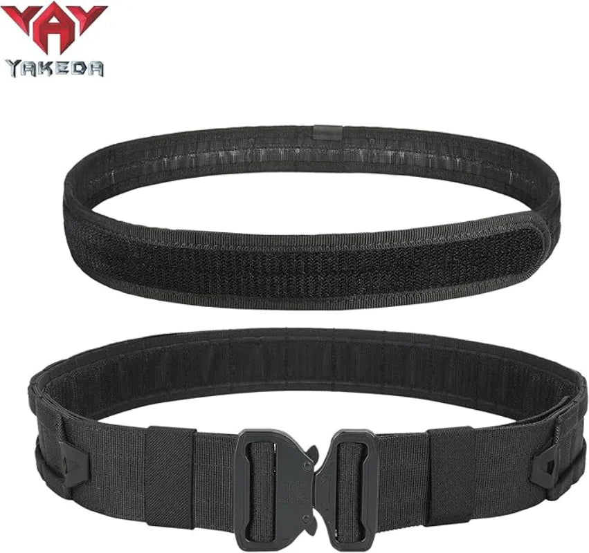 YAKEDA Molle Battle Belt Molle Combat Belt Tactical Combat Airsoft Heavy Duty Belt with Pouches 8-in-1