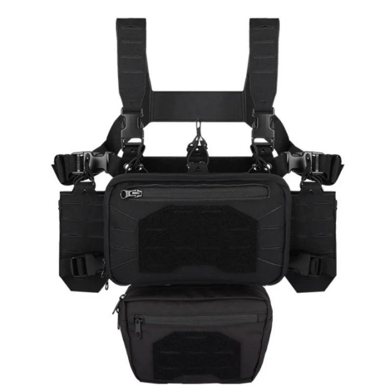 YAKEDA Tactical Chest Mini Rig Vest with Magazine Pouch Adjustable Detachable Laser-cutting Molle Modular Chest Vest
