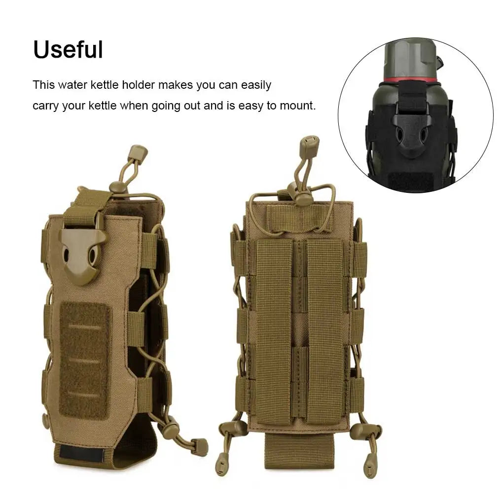 Laser Cut Design Molle Radio Pouch Holder & Molle Adjustable Water Bottle Holder 40 oz Bottle Pouch for Backpack Rope Contractio