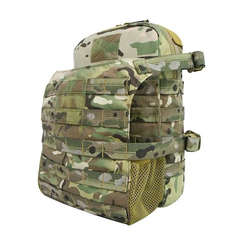 Nylon Tactical Molle Hydration Pack,Molle Hydration Carrier with Helmet Bag Pouch,Hydropack for 3L Water Bladder
