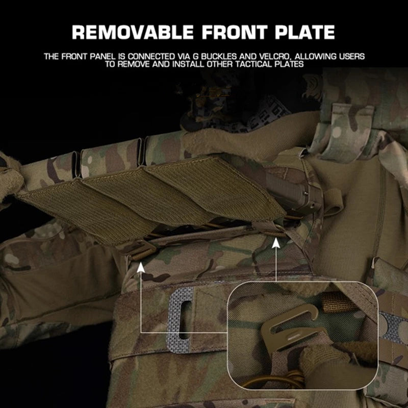 Ferro V5 FCPC Hunting Plate Carrier Modular Portable MOLLE Airsoft Training Triple Magazine Pouch With Zip On Back Panel Banger