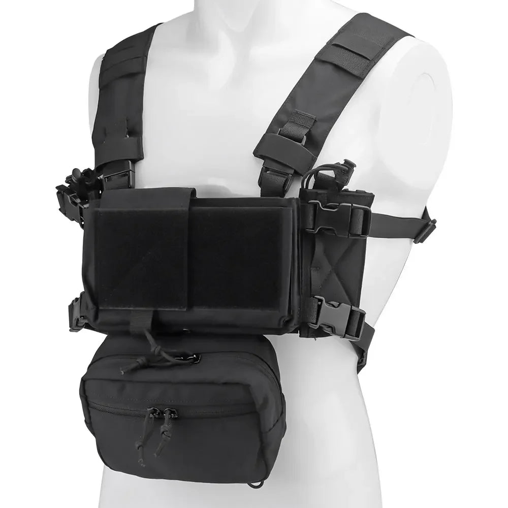 Tactical Chest Rig with 5.56/7.62 Magazine Pouch Holder, Pistol/Wing Pouch, Molle Dangler Pouch